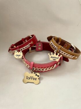 قلاده چرم زنجیردار دوردوخت