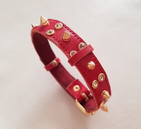 قلاده چرم اسپایک و نگین