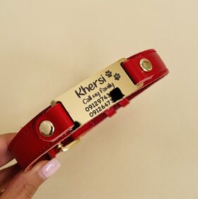 پلاک متصل مستطیل با گردنی چرم طبیعی دوخت دار (2cm)