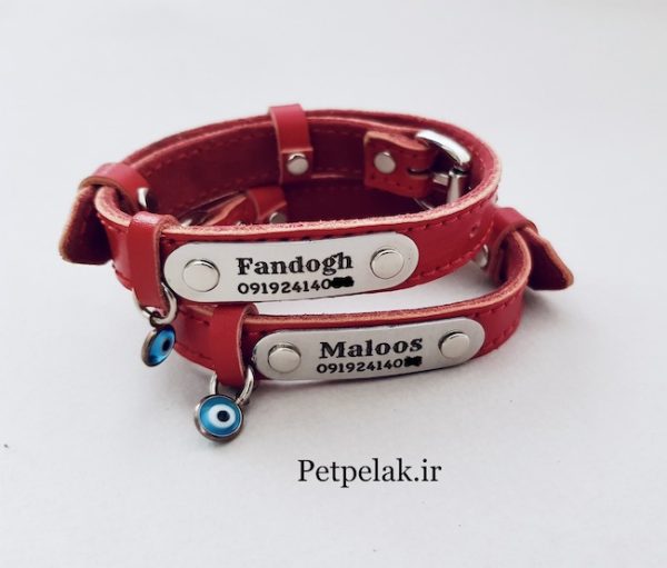 پلاک متصل لب گرد با گردنی چرم طبیعی دوخت دار (1.5cm)