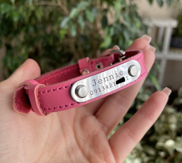 پلاک متصل لب گرد با گردنی چرم طبیعی دوخت دار (1.5cm) - Image 9